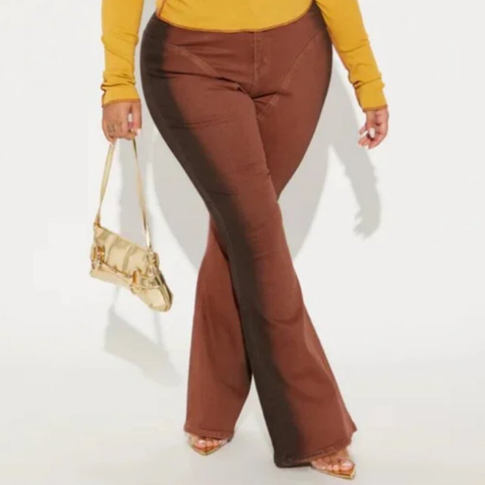 Plus size 22 High Waist Brown Flare Jeans NWT